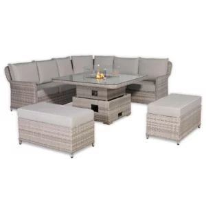 RR268F Large Equal Corner Sofa Set with Rising Firepit Table