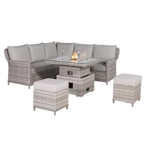 RR262F Square Dining Set with Rising Firepit Table