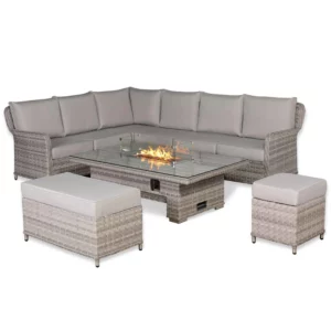 RR264F Large Left-Hand Corner Sofa Set with Rising Fire Pit Table
