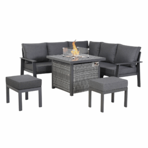 RR281F Equal Corner Dining Set with Firepit Table