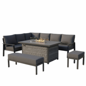 RR282F Large Corner Dining Set with Firepit Table (Left Hand)