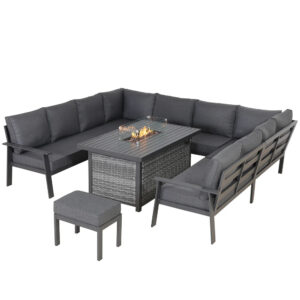 Cadiz U Shape Sofa Set with Firepit Table - AMC Furniture