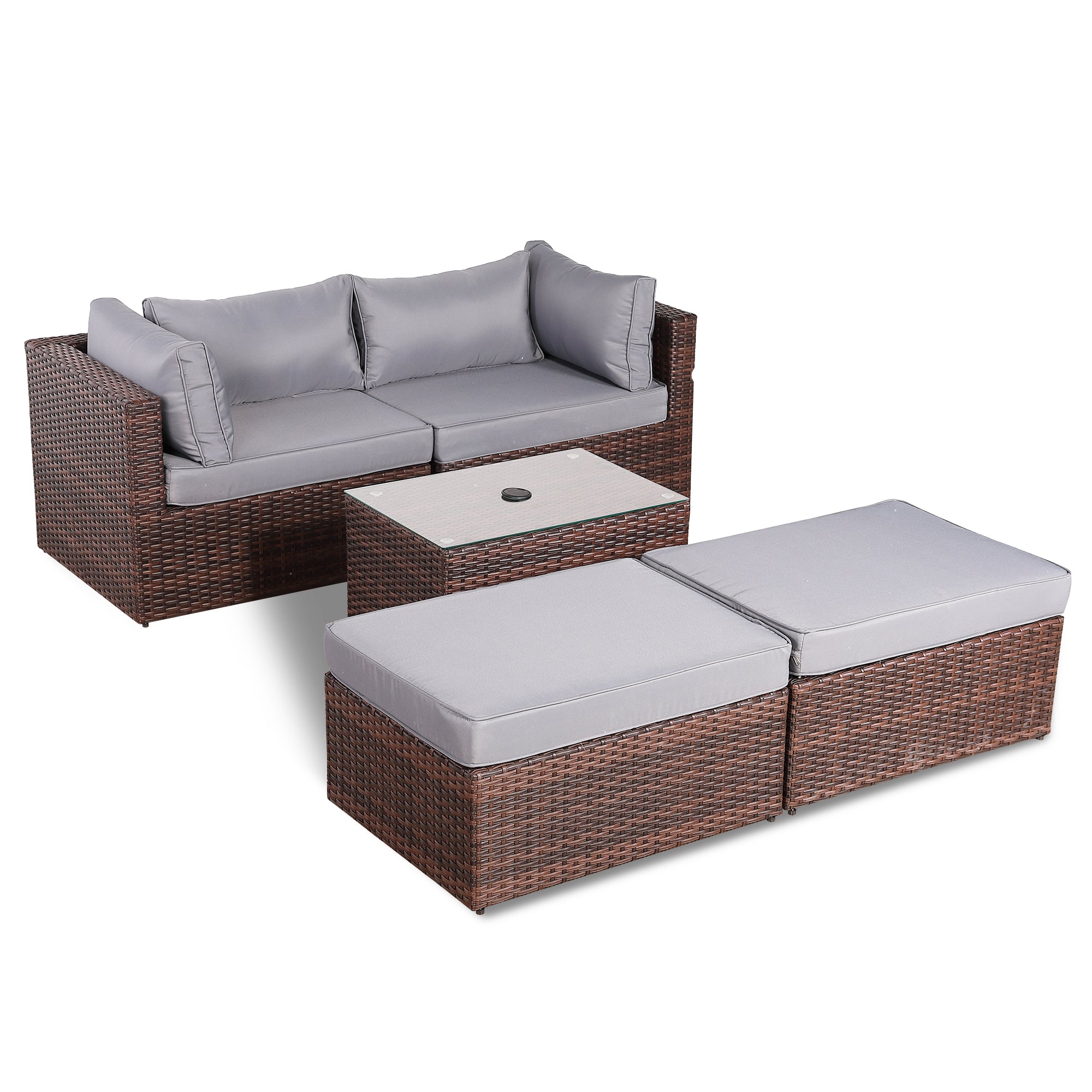 MG_6629-1.jpg Verona Modular Lounge Sofa Set with Side Table in Brown Rattan (Includes FREE Cover) - AMC Furniture