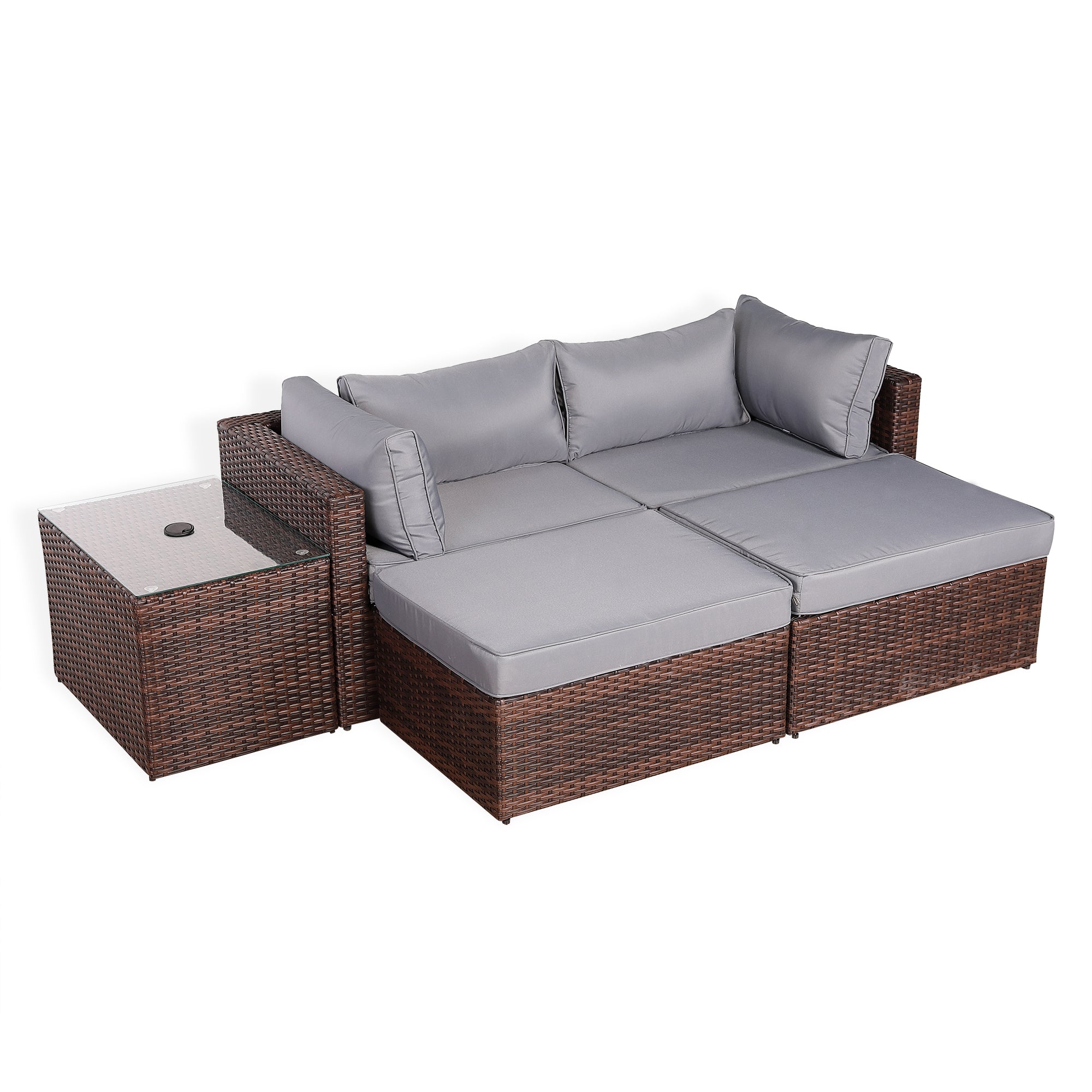 MG_6645-1.jpg Verona Modular Lounge Sofa Set with Side Table in Brown Rattan (Includes FREE Cover) - AMC Furniture