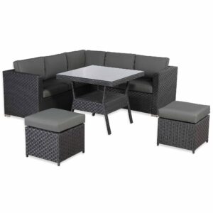 CR-9003 Corner Sofa Dining Set with 2 Stools